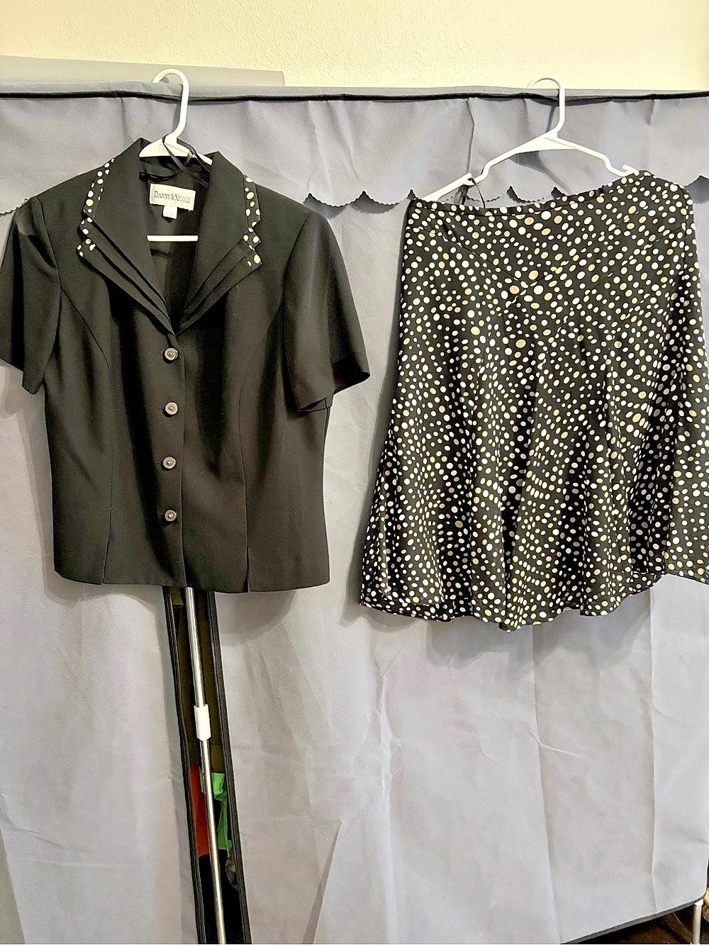 Danny & Nicole Polka Dot Blouse in Black & beige  Size 10 Like New